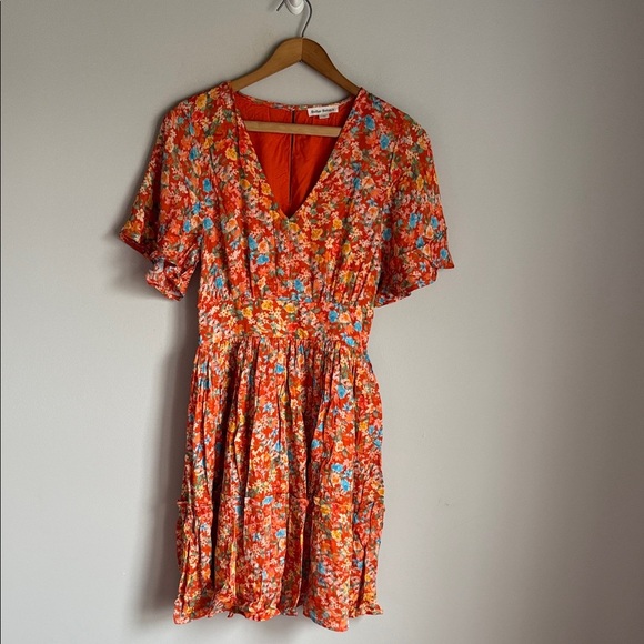 Roller Rabbit Vado Cecilia Dress Fit and Flare Orange Floral Small - Picture 2 of 13